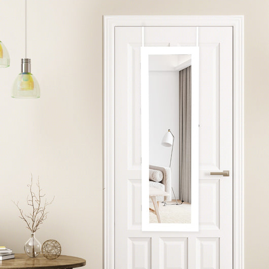 Armadio per gioielli con specchio LED 119cm di altezza, Armadio per gioielli montabile a parete o porta Bianco-Armadietti per gioielli