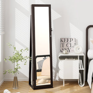 Armadio portagioie 2 in 1 con 30 ganci per collane, Armadio porta gioielli con specchio interno Caff¨¨-Armadietti per gioielli