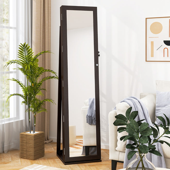 Armadio portagioie 2 in 1 con 30 ganci per collane, Armadio porta gioielli con specchio interno Caff¨¨-Armadietti per gioielli