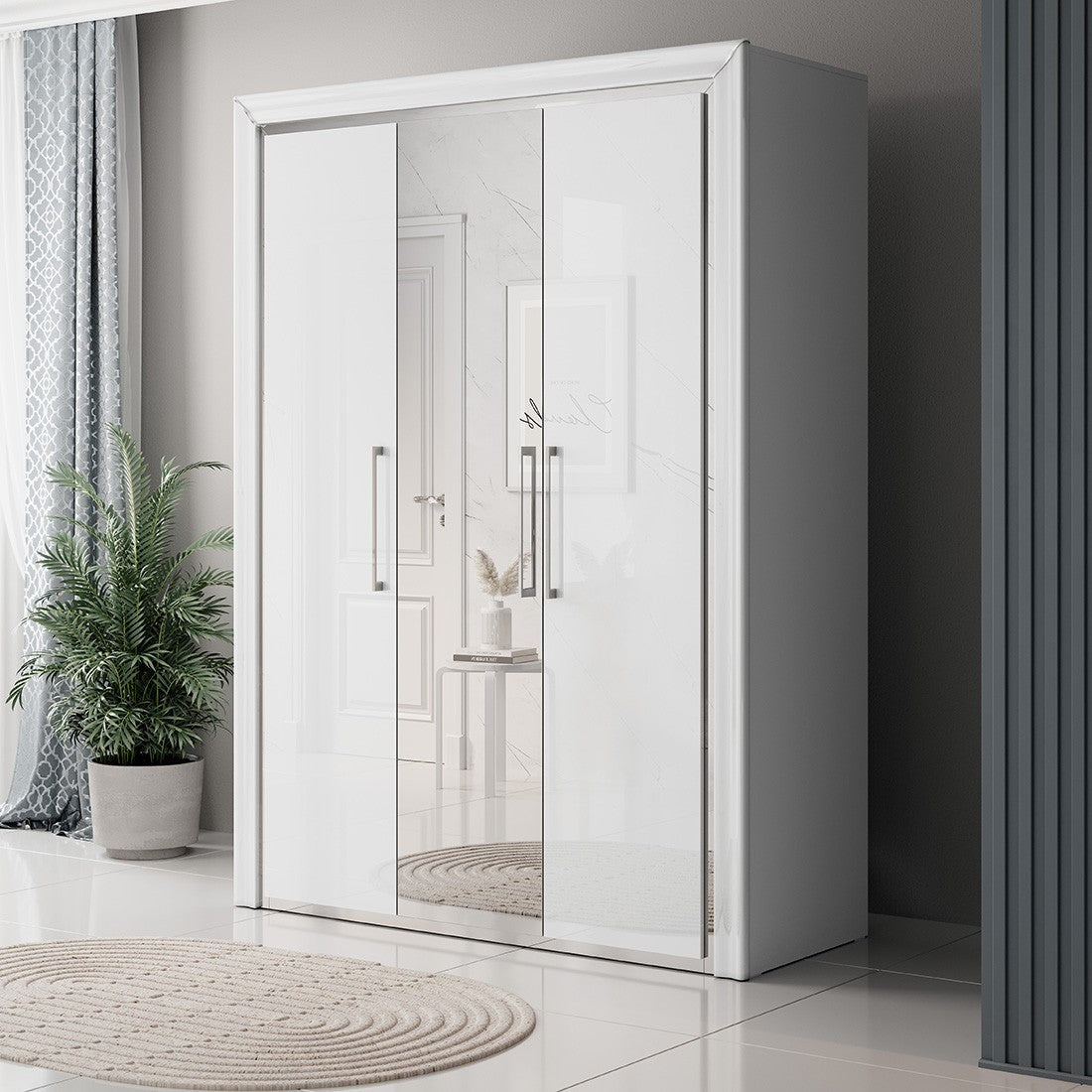 Armadio 150cm collezione DOHA. Colore bianco lucido.