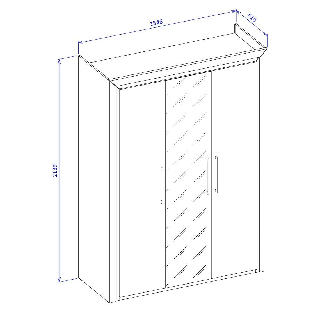 Armadio 150cm collezione DOHA. Colore bianco lucido.