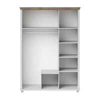 Armadio 150x220 con 3 ante e 2 cassetti. Colori bianco e rovere. Collezione ASSIA.