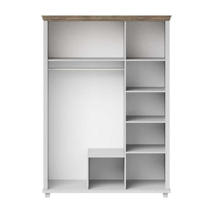 Armadio 150x220 con 3 ante e 2 cassetti. Colori bianco e rovere. Collezione ASSIA.