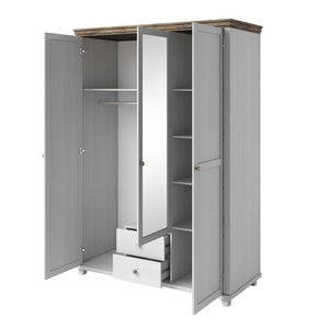 Armadio 150x220 con 3 ante e 2 cassetti. Colori bianco e rovere. Collezione ASSIA.