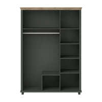 Armadio 150x220 con 3 porte e 2 cassetti. Colore verde kaki e rovere. Collezione ASSIA.
