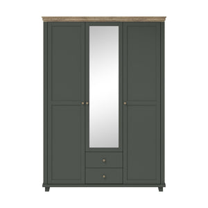 Armadio 150x220 con 3 porte e 2 cassetti. Colore verde kaki e rovere. Collezione ASSIA.