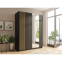 Armadio con 2 porte scorrevoli 150 cm - nero e rovere - Collezione VARIA