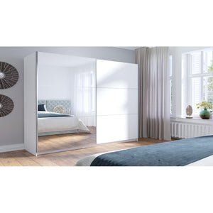 Armadio con 2 porte scorrevoli con specchio - 150 cm - bianco opaco alpino - collezione ARSALA