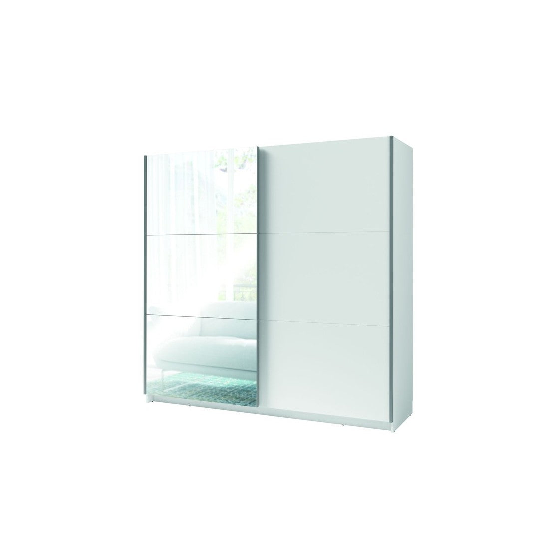 Armadio con 2 porte scorrevoli con specchio - 150 cm - bianco opaco alpino - collezione ARSALA