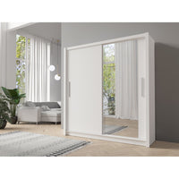 Armadio con 2 porte scorrevoli e specchio - 155 cm - bianco - collezione OZZULA