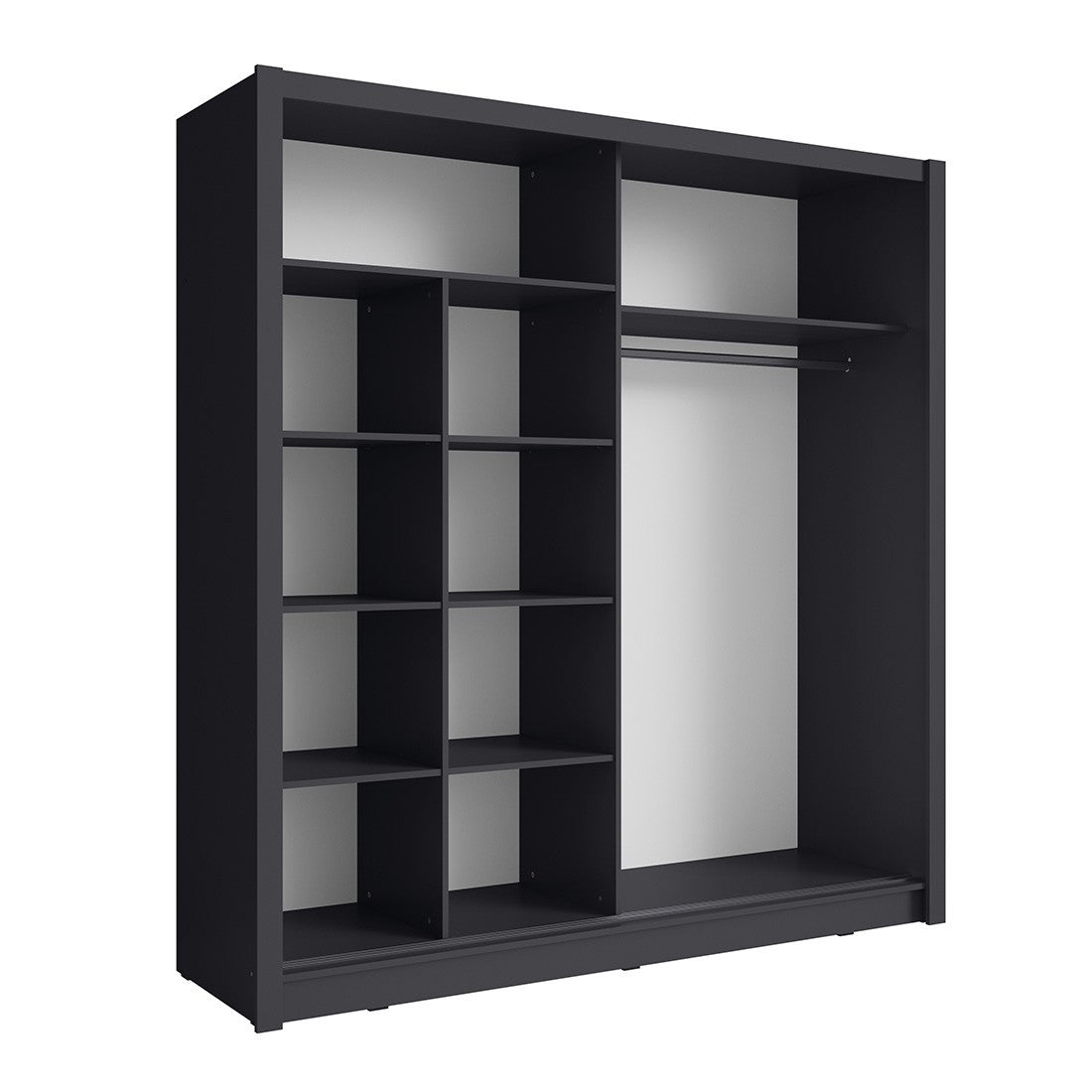 Armadio con 2 porte scorrevoli e specchio 155 cm - grigio grafite - Collezione OZZULA