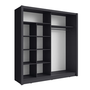 Armadio con 2 porte scorrevoli e specchio 155 cm - grigio grafite - Collezione OZZULA