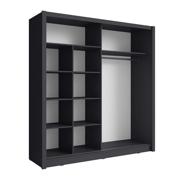 Armadio con 2 porte scorrevoli e specchio 155 cm - grigio grafite - Collezione OZZULA