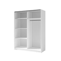 Armadio con 2 porte scorrevoli con specchio 200 cm - bianco e rovere - Collezione STRANO