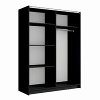 Armadio con 2 porte scorrevoli e specchio 200 cm - nero e rovere - Collezione STRANO