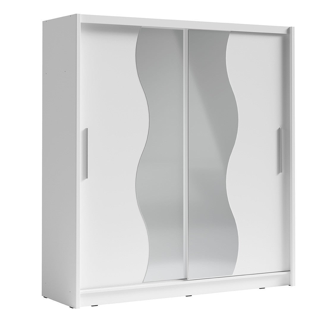 Armadio con 2 porte scorrevoli e specchio 205 cm - bianco - Collezione BAHIA