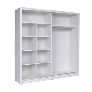 Armadio con 2 porte scorrevoli e specchio 205 cm - bianco - Collezione BAHIA