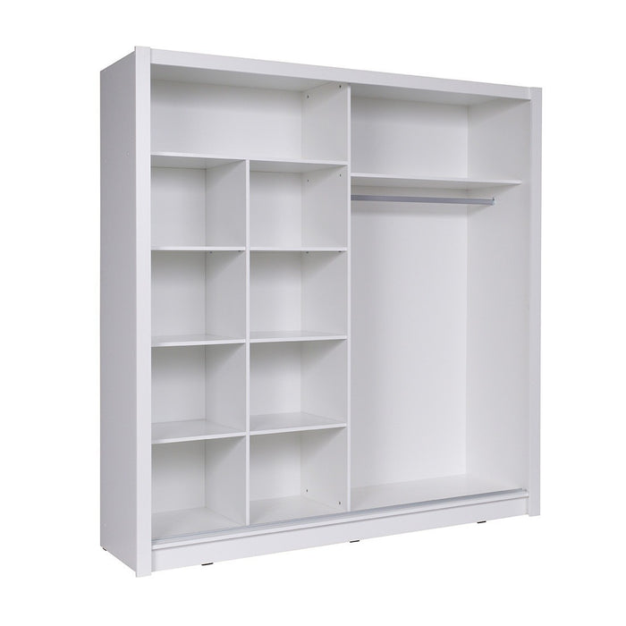 Armadio con 2 porte scorrevoli e specchio 205 cm - bianco - Collezione BAHIA