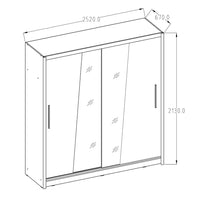 Armadio con 2 porte scorrevoli e specchio 205 cm - bianco - Collezione BAHIA