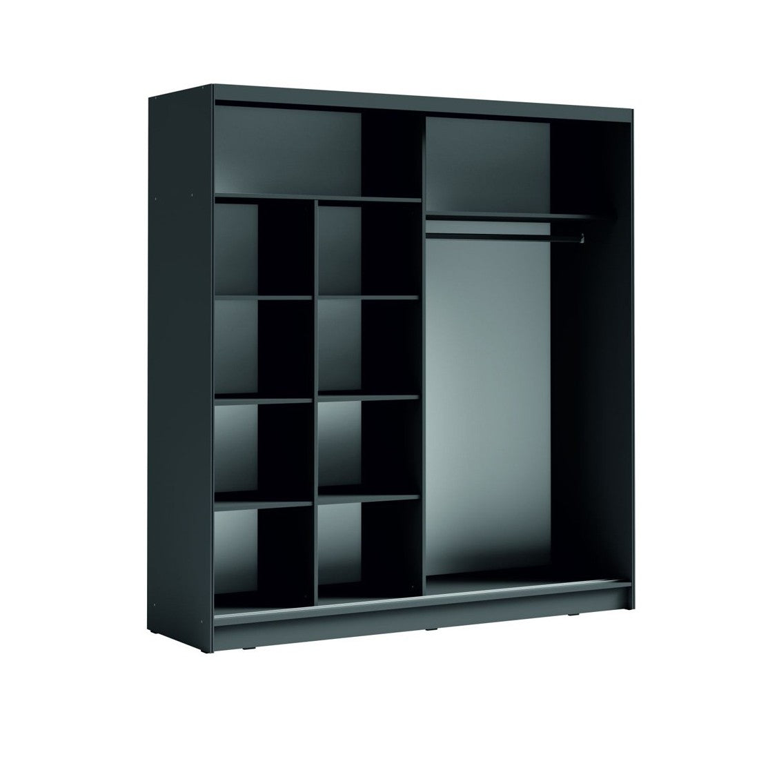 Armadio con 2 porte scorrevoli e specchio 205 cm - grigio grafite - Collezione BAHIA