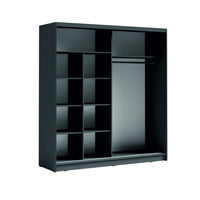 Armadio con 2 porte scorrevoli e specchio 205 cm - grigio grafite - Collezione BAHIA