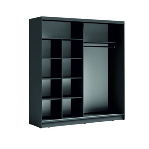 Armadio con 2 porte scorrevoli e specchio 205 cm - grigio grafite - Collezione BAHIA