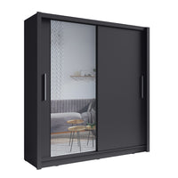 Armadio con 2 porte scorrevoli con specchio - 205 cm - grigio grafite - collezione OZZULA
