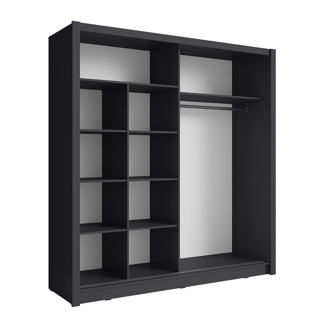 Armadio con 2 porte scorrevoli con specchio - 205 cm - grigio grafite - collezione OZZULA