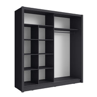 Armadio con 2 porte scorrevoli con specchio - 205 cm - grigio grafite - collezione OZZULA