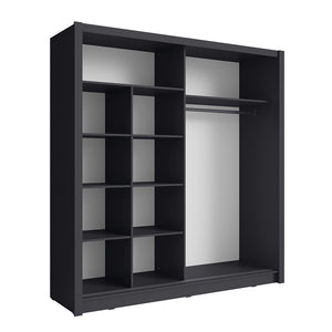Armadio con 2 porte scorrevoli con specchio - 205 cm - grigio grafite - collezione OZZULA