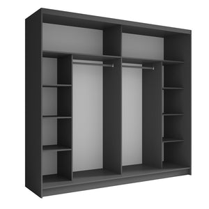 Armadio con 2 porte scorrevoli con specchio 230 cm - grigio grafite - Collezione NOFI