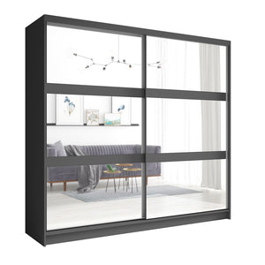 Armadio con 2 porte scorrevoli con specchio 230 cm - grigio grafite - Collezione NOFI