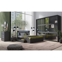 Armadio con 2 porte scorrevoli con specchio 230 cm - grigio grafite - Collezione NOFI