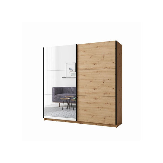Armadio con 2 porte scorrevoli e specchio - colore rovere - 200x207x62 cm - collezione ARSALA
