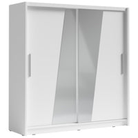 Armadio con 2 porte scorrevoli e specchio obliquo 205 cm - bianco - Collezione BAHIA