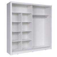 Armadio con 2 porte scorrevoli e specchio obliquo 205 cm - bianco - Collezione BAHIA