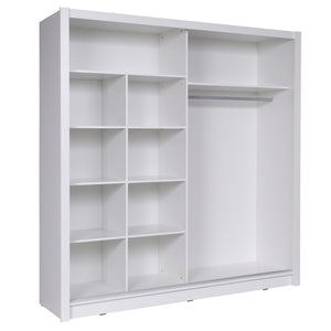 Armadio con 2 porte scorrevoli e specchio obliquo 205 cm - bianco - Collezione BAHIA