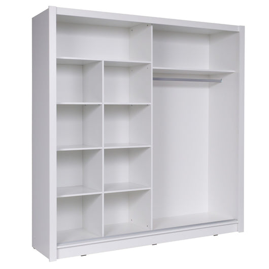 Armadio con 2 porte scorrevoli e specchio obliquo 205 cm - bianco - Collezione BAHIA