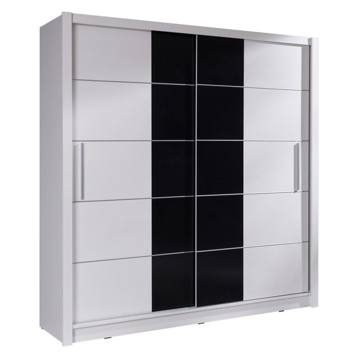 Armadio con 2 porte scorrevoli - bianco e nero - Collezione BRESCIA