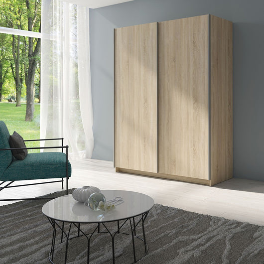 Armadio con 2 porte scorrevoli - Collezione GOZU - Colore rovere sonoma - 180 x 198 x 62 cm
