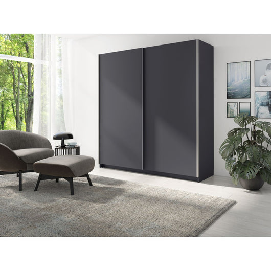 Armadio con 2 porte scorrevoli - Collezione GOZU - Colore grigio grafite - 180 x 198 x 62 cm