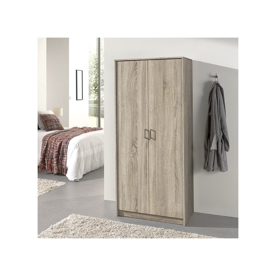 Armadio 2 porte REY colore rovere sonoma - 80 x 180 x 50 cm