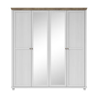 Armadio 200x220 con 4 porte. Colori bianco e rovere. Collezione ASSIA