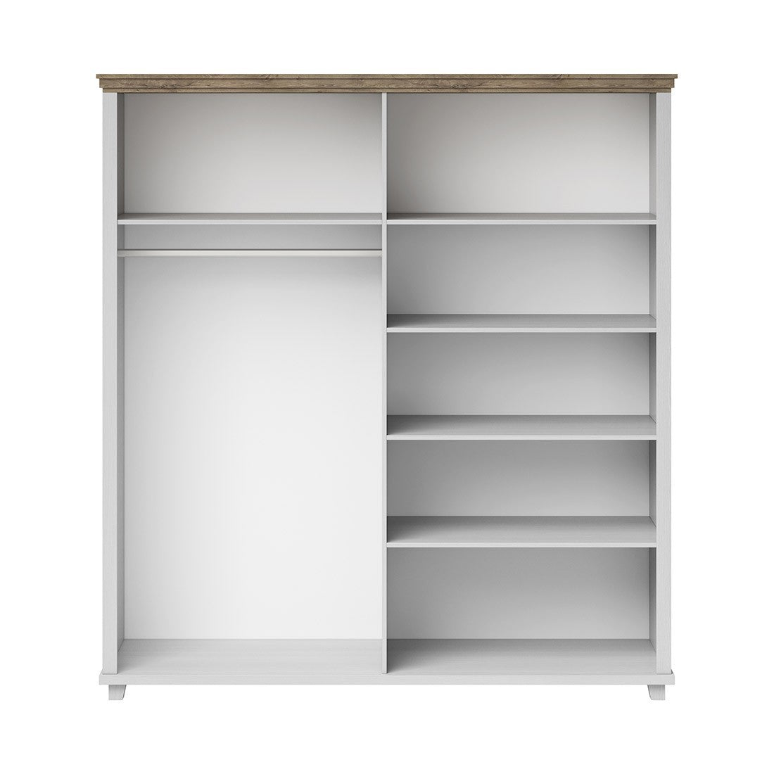 Armadio 200x220 con 4 porte. Colori bianco e rovere. Collezione ASSIA