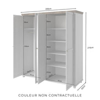 Armadio 200x220 con 4 porte. Color verde kaki e quercia. Collezione ASSIA.