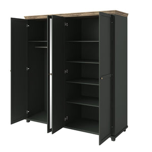Armadio 200x220 con 4 porte. Color verde kaki e quercia. Collezione ASSIA.