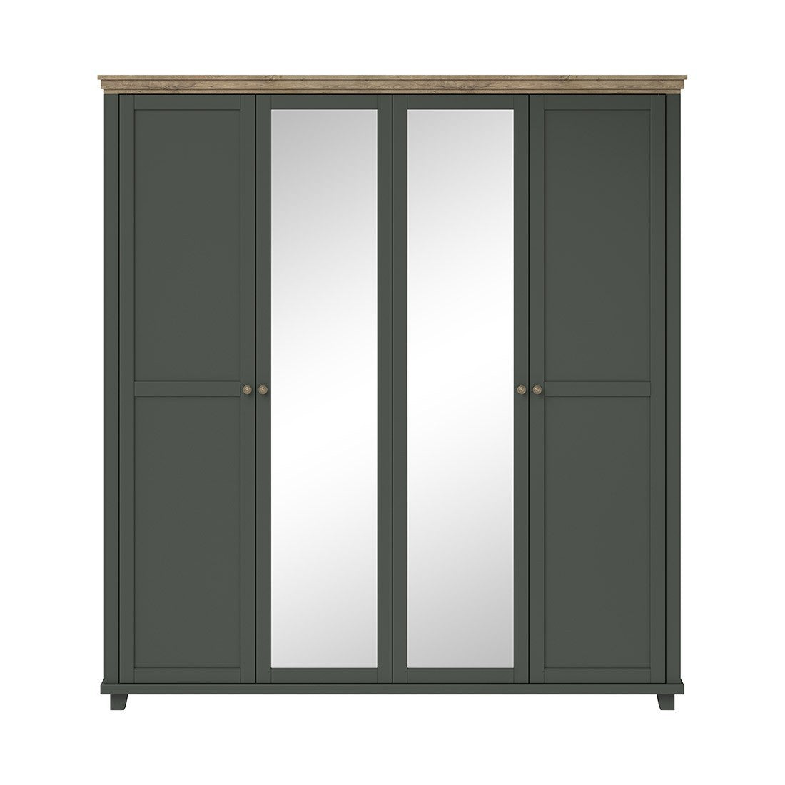 Armadio 200x220 con 4 porte. Color verde kaki e quercia. Collezione ASSIA.