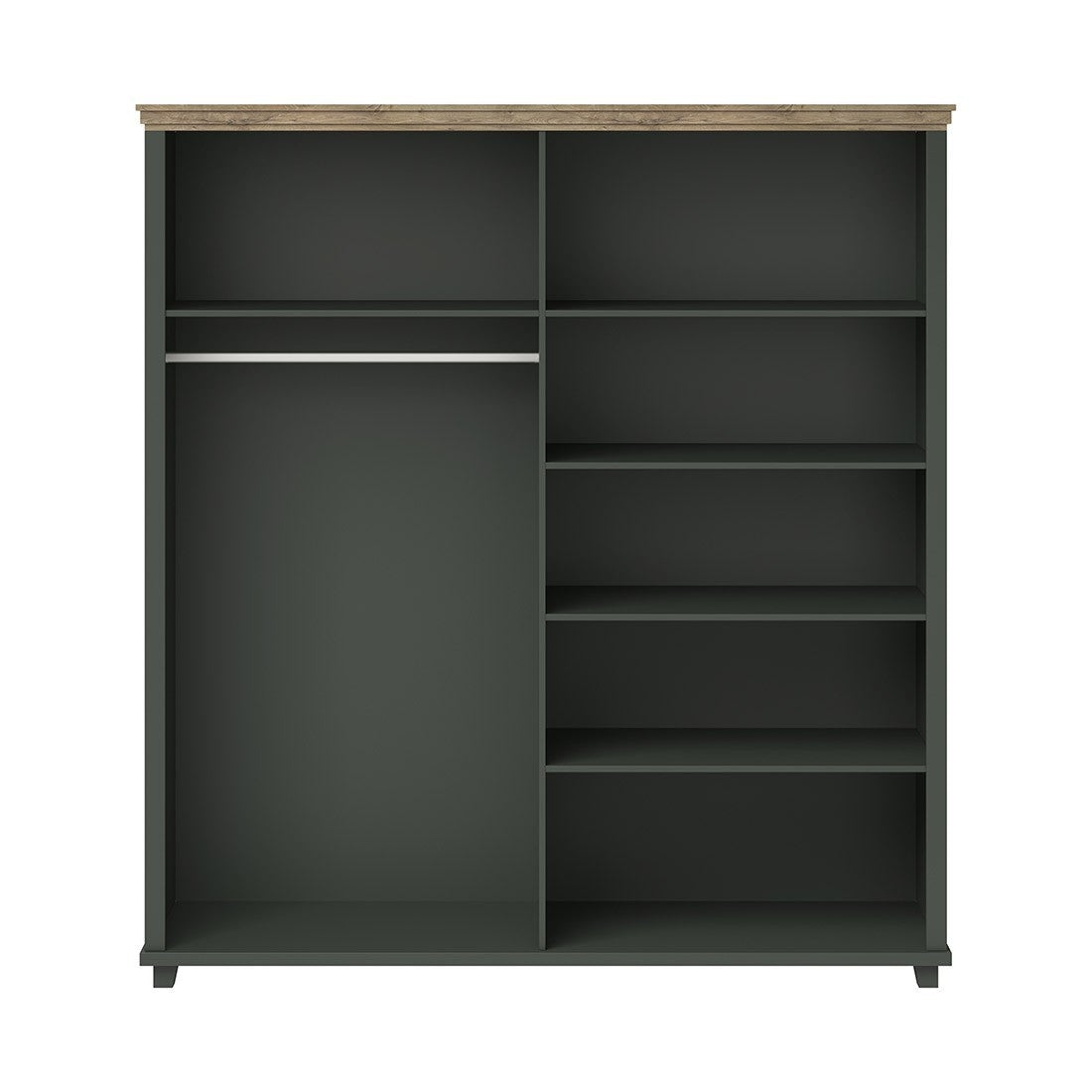 Armadio 200x220 con 4 porte. Color verde kaki e quercia. Collezione ASSIA.