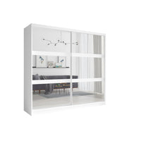 Armadio 230 cm con 2 porte scorrevoli con specchio - bianco - Collezione NOFI