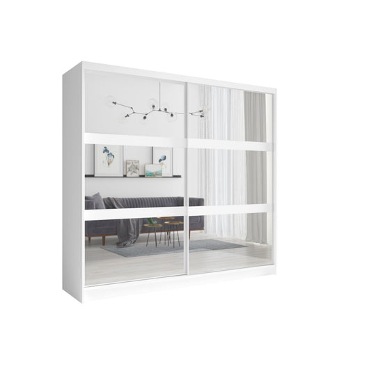 Armadio 230 cm con 2 porte scorrevoli con specchio - bianco - Collezione NOFI